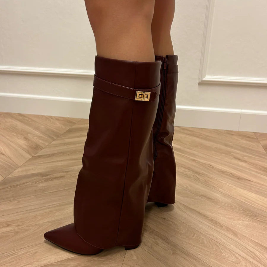 Bottes en similicuir - MARRON